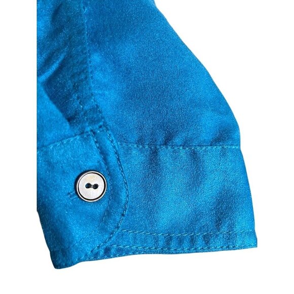 Chicos Suede Shirt Blue XL Coastal Preppy Classic Boho Western Retro Staple 80s - Picture 4 of 16